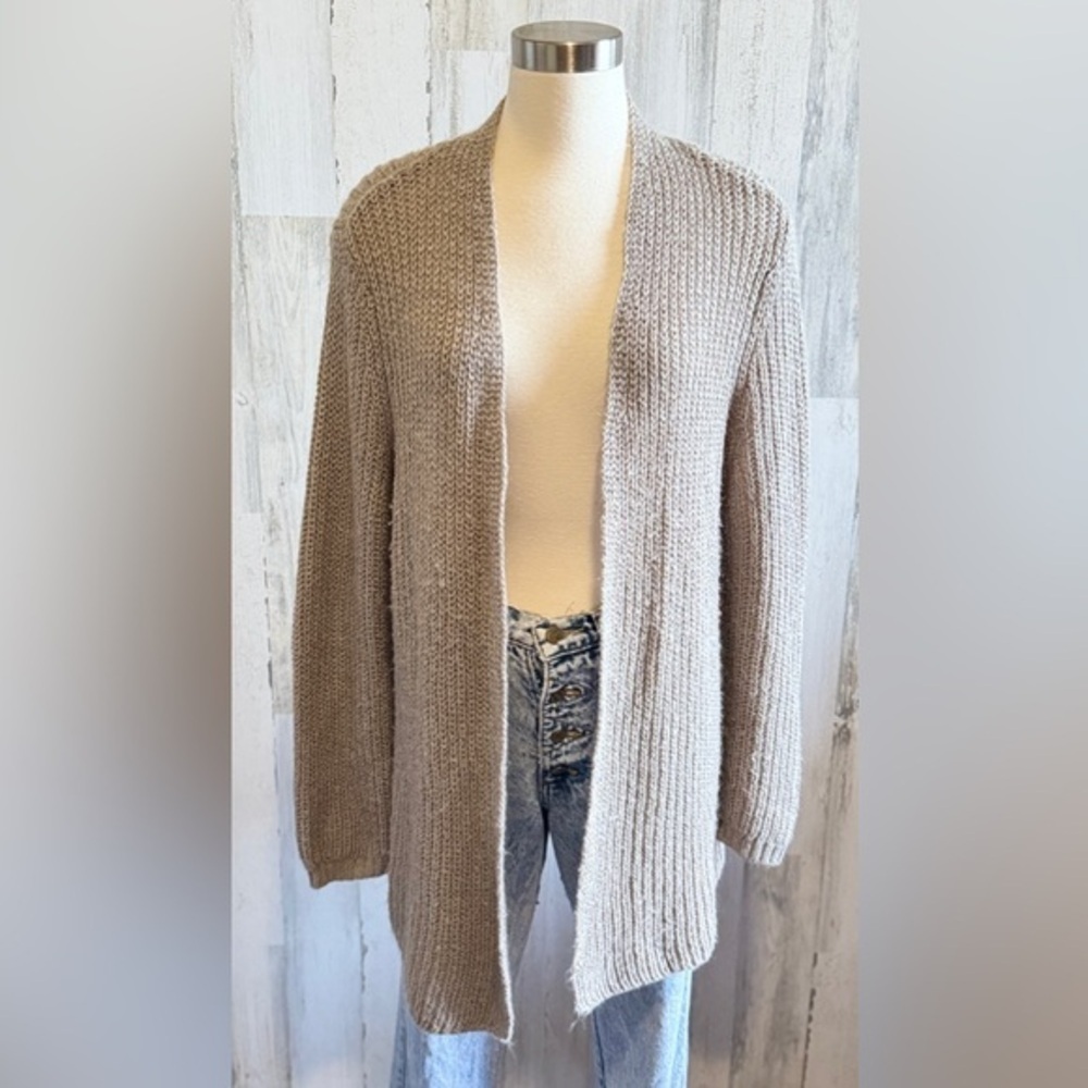 Chico’s Knit Cardigan Women Size 3 Equivalent XL Soft‎ Beige Mohair Blend